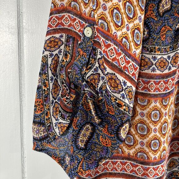 Fig and Flower Size Medium Anthropologie Boho Top Mixed Print Cottage Peasant - Picture 8 of 13